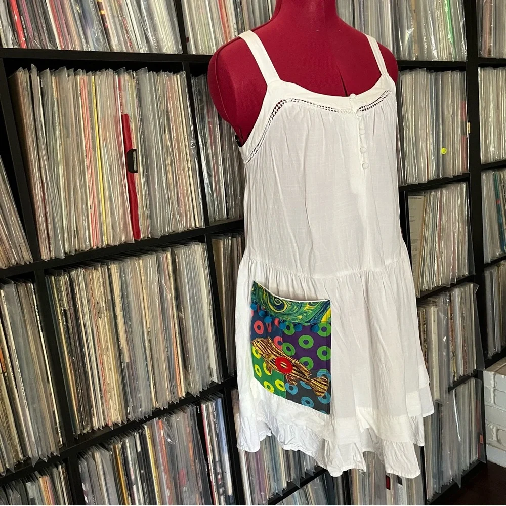 FLUFFHEAD mini dress pocket fishman donuts PHISH upcycled patchwork ⭕️🌈shakedown - Picture 8 of 15